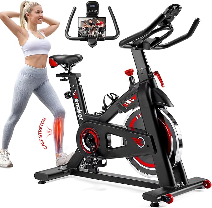 Exercise Bike, Indoor Cycling Bike/Stationary Bike for Home, Indoor Bike with Silent Belt Drive, Heavy Flywheel and LCD Monitor for Home Gym Cardio Workout Training