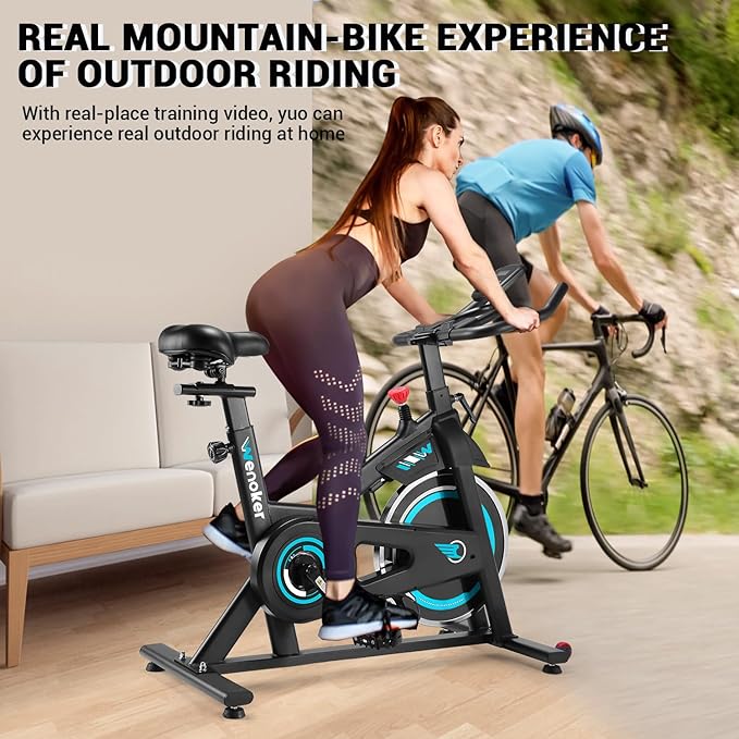Exercise Bike, Indoor Cycling Bike/Stationary Bike for Home, Indoor Bike with Silent Belt Drive, Heavy Flywheel and LCD Monitor for Home Gym Cardio Workout Training