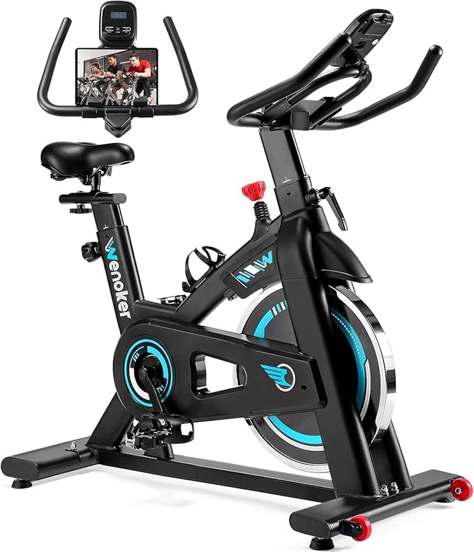 Exercise Bike, Indoor Cycling Bike/Stationary Bike for Home, Indoor Bike with Silent Belt Drive, Heavy Flywheel and LCD Monitor for Home Gym Cardio Workout Training
