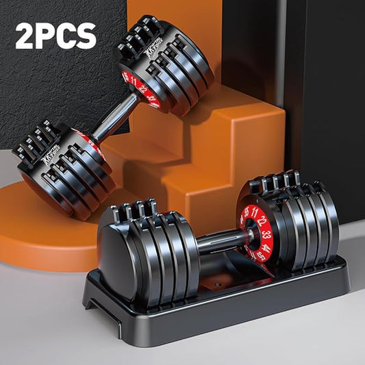 55lbs Adjustable Dumbbells Set, Dumbbells with Anti-Slip Metal Handle for Exercise & Fitness Fast Adjust Weight for Full Body Workout Fitness