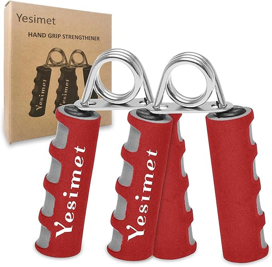 Hand Grip Strengthener Set,2 Pack Forearm exerciser, Finger Trainer,Hand Gripper- Soft Foam Hand Exerciser for Quickly Increasing Wrist Forearm and Finger Strength (Red)