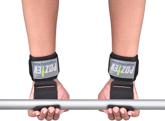 Weight Lifting Hooks (PAIR) - Padded Wrist Wraps - Hand Grips Deadlift Straps for Men and Women - Grip Support for Bodybuilding Heavy Gym Workout - Ideal for Deadlifts, Powerlifting, Shrugs, Pull-Ups